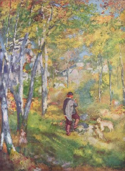 Pierre-Auguste Renoir Jules le Caur et ses chiens dans la foret de Fontainebleau oil painting picture